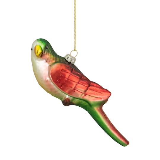 Yellow and Red Matte Parrot Glass Ornament